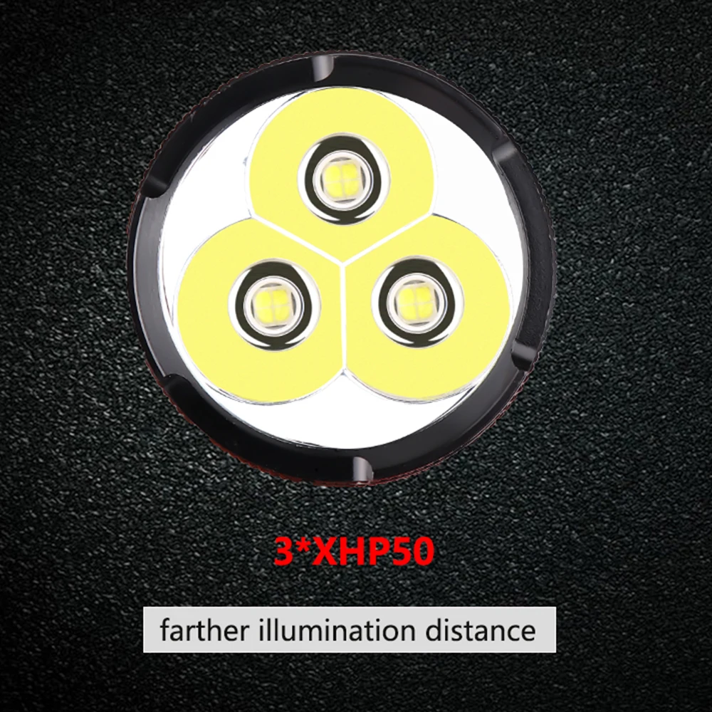 Супер яркий фонарик Xlamp 3* XHP50 светодиодный фонарь тактический фонарь Водонепроницаемый светодиодный фонарь с 18650 перезаряжаемой батареей