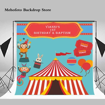 

Mehofoto Circus Birthday Party Photo Backdrops for Photography Mickey Amusement Backgrounds for Family Photographers lv-085
