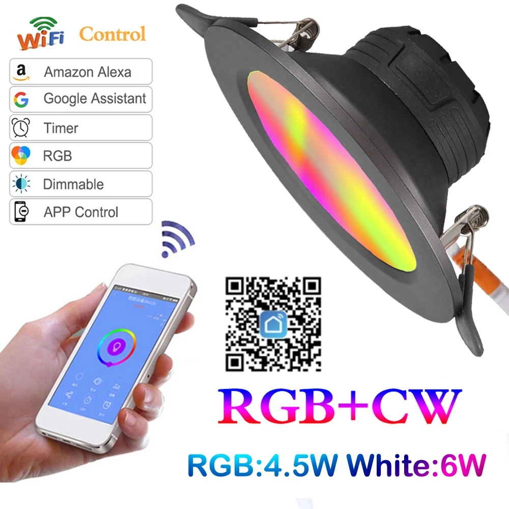 WiFi Smart Light Led Downlight Led Ceiling Lamp Color RGB  Wake-Up Compatible With Alexa And Google Assistant