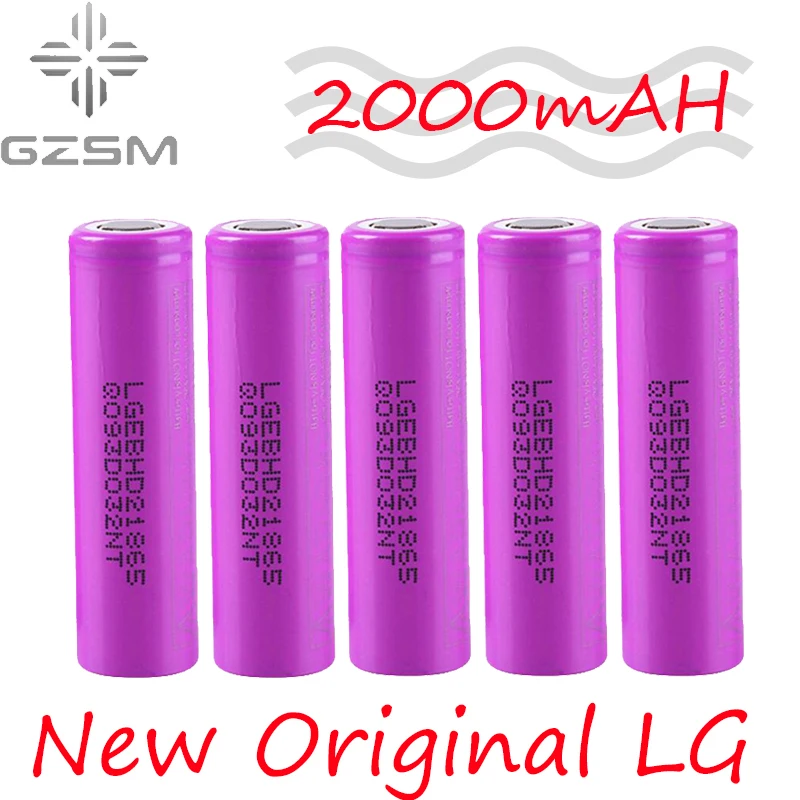 

GZSM 18650 battery For LG LG18650HD2 rechargeable battery 2000mAh 3.6V 25A For replacement battery