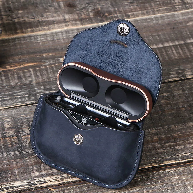 Funshion Lab leather wireless earphone protective cover case For sony wf 1000xm3 case with keychain Headphone cover