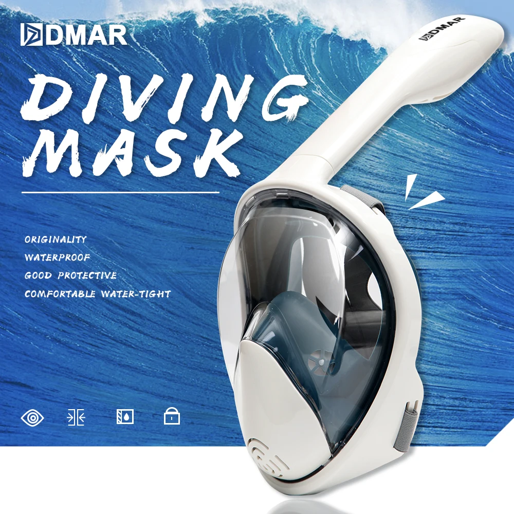 Comprar Máscara de natación subacuática antiniebla máscara de buceo panorámica máscara de Snorkel cara completa máscara de Snorkel mujeres hombres niños gafas de buceo