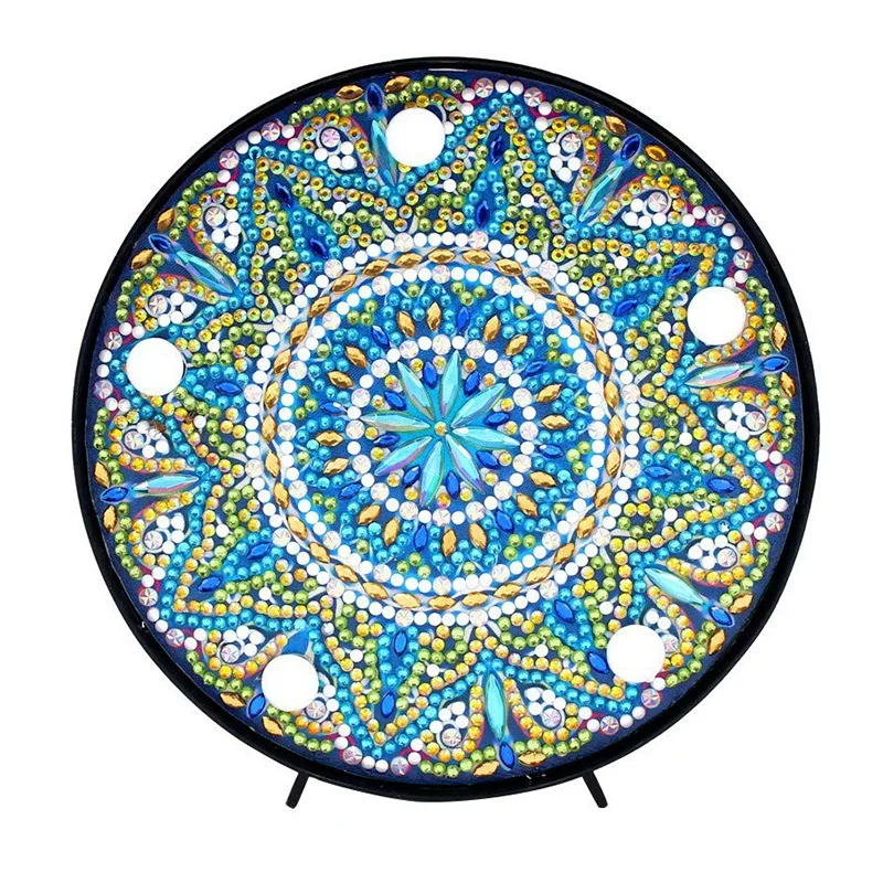 

Diy Diamond Painting Mandala Pattern Disc Shape Night Light Full Diamond Cross Stitch Embroidery Painting Home Children Bedroom