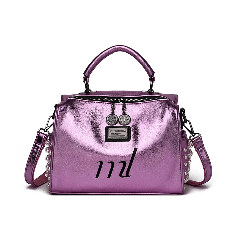 Purple Новая мода жемчужные женские сумки высокого качества мягкий кожаный рюкзак изысканные роскошные сумки через плечо для женщин Mochila Feminina - Цвет: Purple