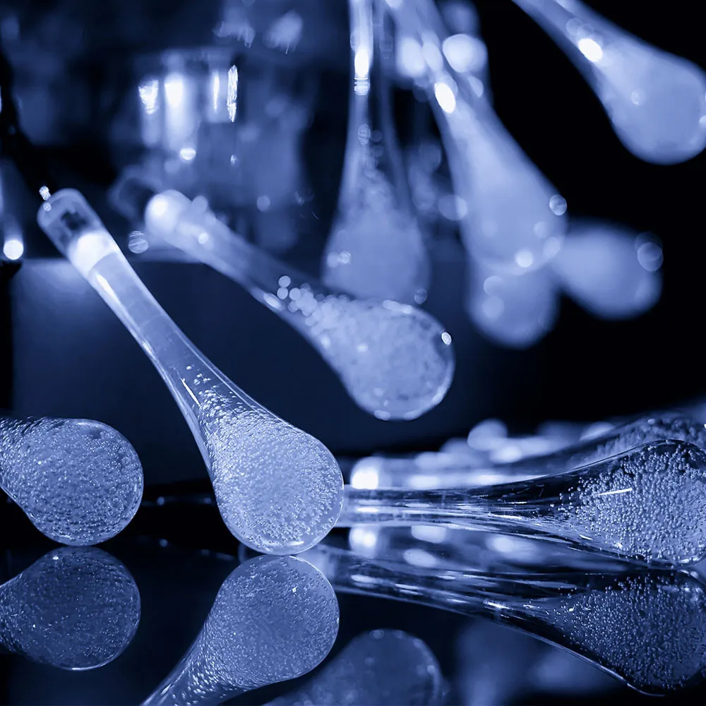 Outdoor Garden Party 20 LED Raindrop Teardrop Solar Powered String Fairy Lights Lamp Living Room tree String Festival 19SEP26