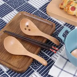 Натуральная деревянная кухонная ложка посуда инструмент суповая каша чайная ложка посуда для подачи супа инструменты