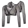 Maternity Net Yarn Bottoming Shirt Slimming Upper Arms Shapers Women Navel Sheer Mesh Sleeves Compression Shirt Chiffon 3