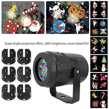 

DishyKooker LED Cartoon Christmas Halloween Pattern Projector Light with 6 Cards