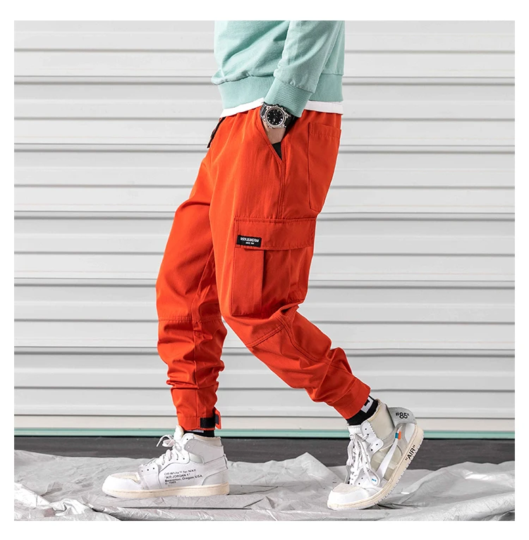 MQH24Pockets брюки карго мужская одежда Мужская Уличная одежда шаровары мужские хип-хоп джоггеры брюки корейские модные брюки