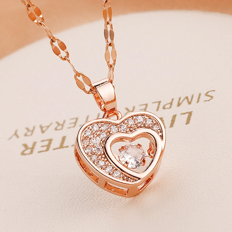 Heart Pendant Necklace for Women's Stainless Steel Jewelry Korean Fashion neck chain Choker link cheap items with free shipping 1