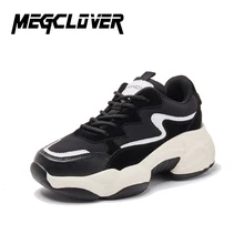 Черные кроссовки; женская модная обувь из вулканизированной кожи; женские дизайнерские кроссовки на платформе; женские кроссовки на шнуровке; сезон весна; женская обувь на плоской подошве