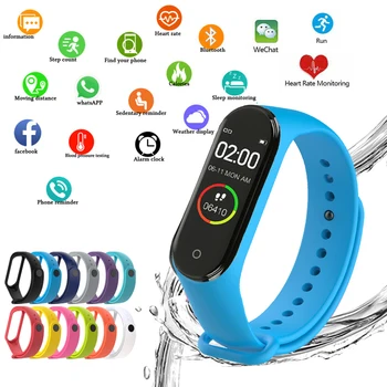 

M4 Smart Bracelet Heart Rate Blood Pressure Waterproof Bluetooth digital Watch Wristband Fitness Tracker Smart Watch Multi-color