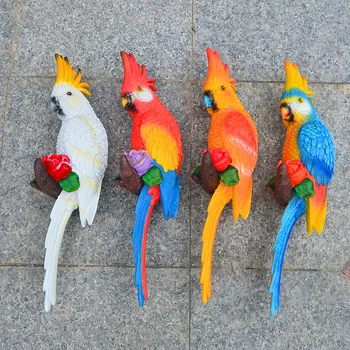 

Parrot wall hanging, artificial bird pendant, home garden outdoor decoration crafts, indoor retro style wall decoration