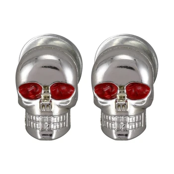

2x Universal Motorcycle Metal Chrome red Skull License Number Plate Frame Screw