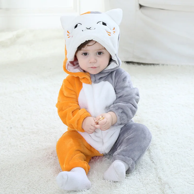 

Baby girl Clothes cute cat Winter Rompers 2019 Overall with Zippers Cute Animal Hooded Jumpsuit Costume macacao Bebe Inviernos