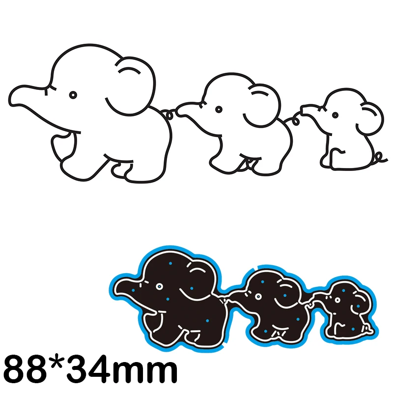 

88*34mm Cute Elephant New Cutting Dies Scrapbook Decoration Embossing Paper Craft Album Card Punch Knife Mold