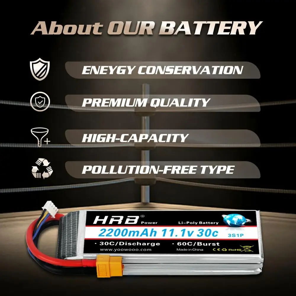 2 шт. аккумулятор HRB Lipo 2S 3S 4S 1300 мАч 1500 2200 2600 дрона 50C с EC5 деканов штекер для пульт ДУ