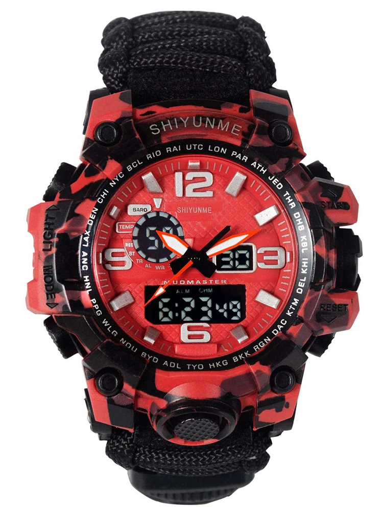 Часы с компасом спортивные уличные мужские военные часы кварцевые цифровые термометр наручные часы мужские секундомер водонепроницаемые часы для выживания