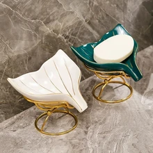 

New Light Luxury Style Creative Soap Box Bathroom Toilet Household Drain Free Perforated Soap Rack soap Dish Tray W4652
