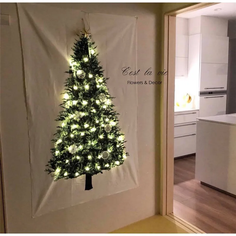 

Ins Christmas tree pine hang cloth wall decoration cloth small fresh holiday background cloth simple tapestry