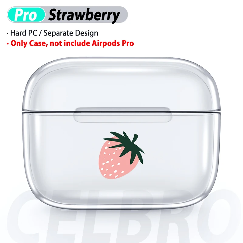 Strawberry Прозрачный чехол для AirPods Pro, Жесткий Чехол из поликарбоната, защитный чехол для наушников с Bluetooth для AirPods, аксессуары - Цвет: Strawberry