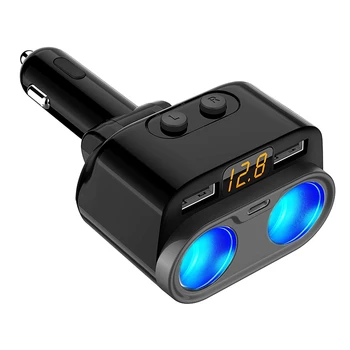 

Car Charger Adapter Dual USB Fast Two Car Cigarette Adapter Car Charger Type-C C74
