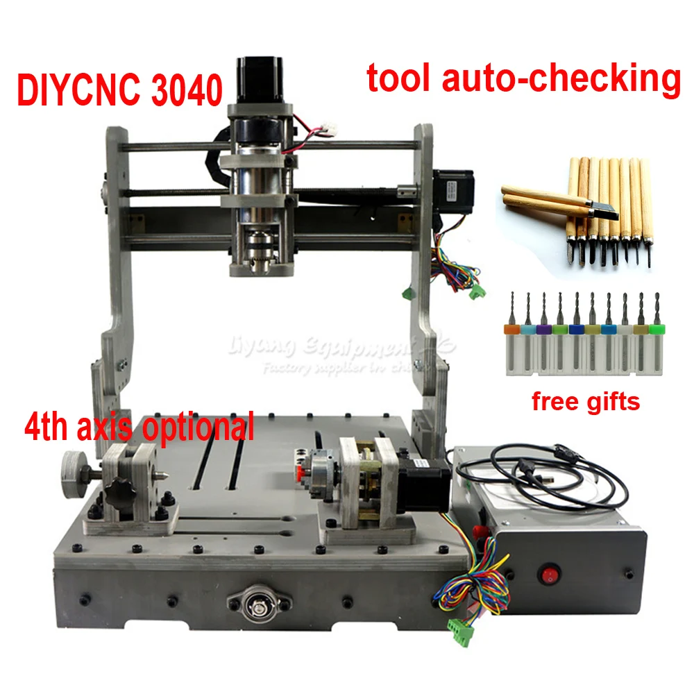 

DIY cnc router machine 3040 engraving machine 3 4 axis wood pcb pvc Drilling and Milling Machine mach3 USB port ER11 collet