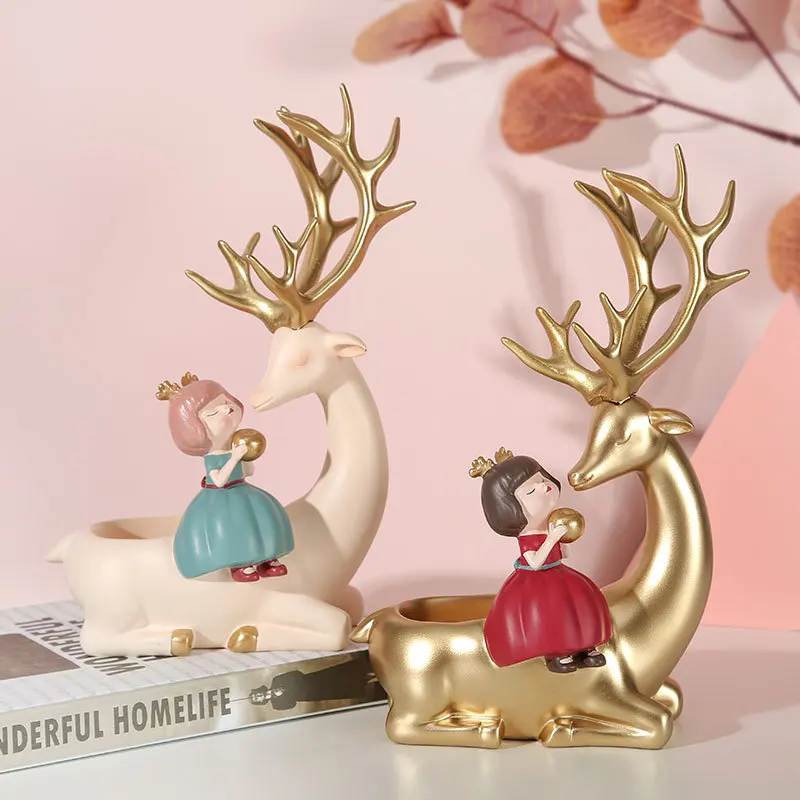 

Home Decoration Deer Ornaments Nordic Home Decoration Accessories For Living Room Figurine Miniature Resin Statuette For decor