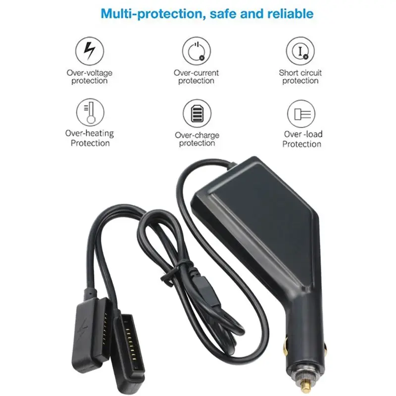 2 в 1 защита от перезаряда USB Автомобильное зарядное устройство пульт дистанционного управления батарея интеллектуальное зарядное устройство для DJI Mavic Pro Аксессуары