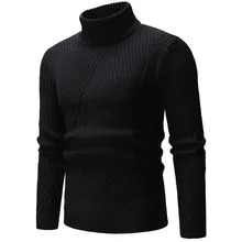 

Autumn Winter Fashion Brand Clothing Men's New Sweaters Warm Slim Fit Turtleneck Pullover Knitted Sweater Men Grey White Black
