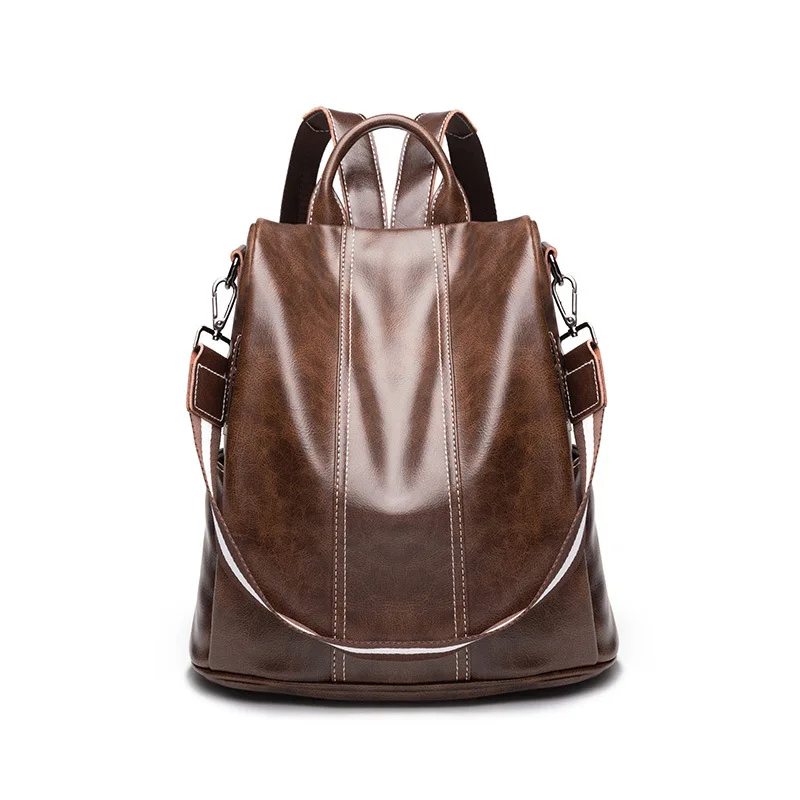 

Korean-style New Style Fashion Large-capacity Backpack Casual Versatile Oil Wax Leather Retro Backpack-One-Shoulder Handbag