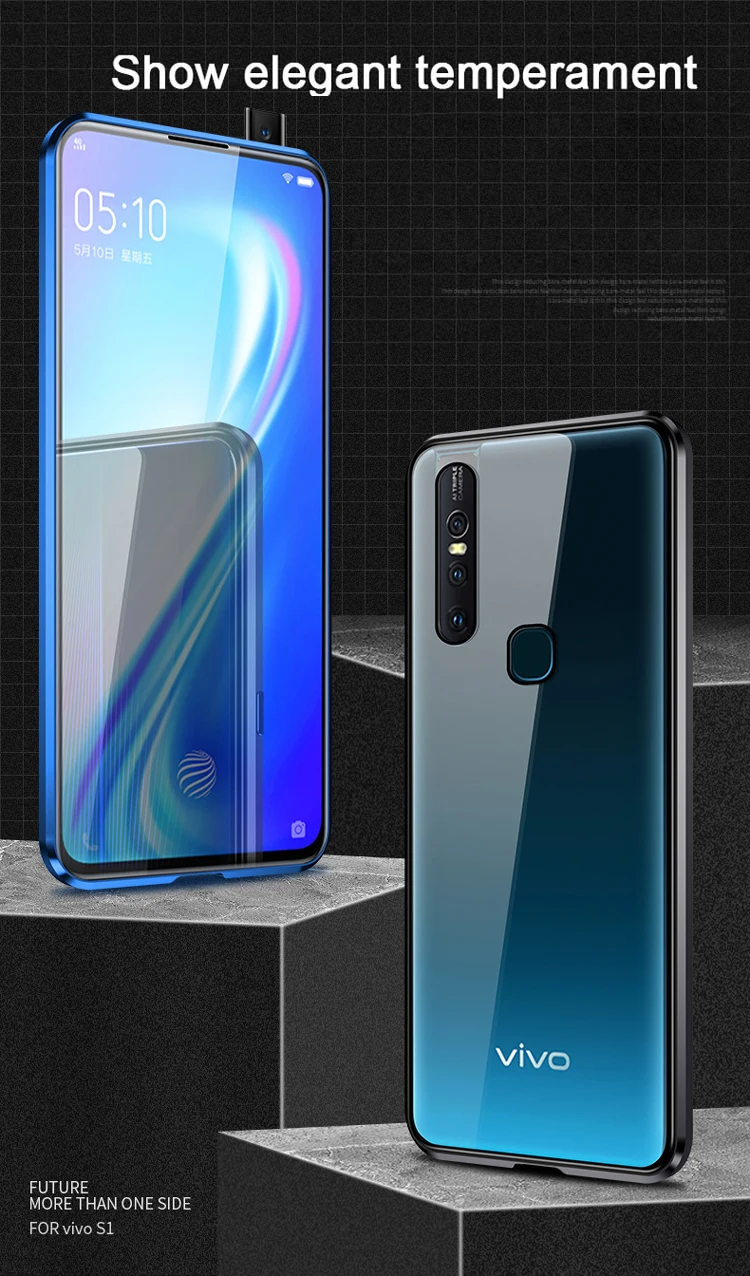 360 двухсторонний металлический магнитный чехол для Vivo Y85 Y95 прозрачный чехол из закаленного стекла s для Vivo Y93 Y91 U1 Y97 Z3i Fundas Coques