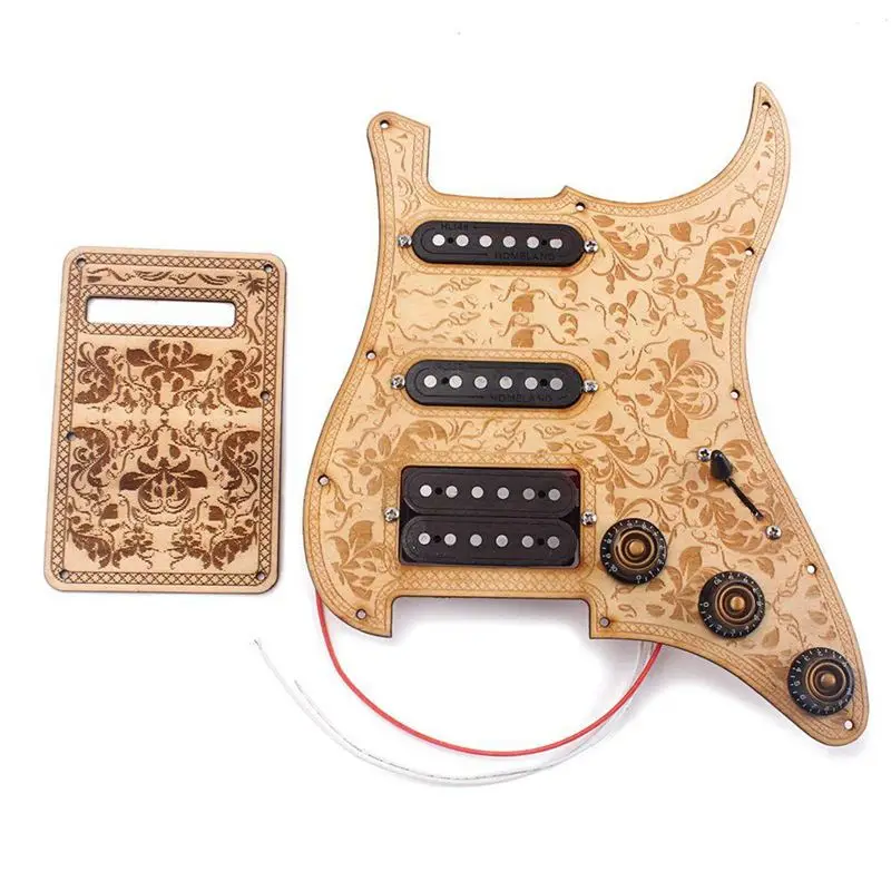 

SSH Prewired Loaded Pickguard Set Alnico V Humbucker Pickups Maple Wood Pickguard Back Plate Scratch Plate Protector Back Cover