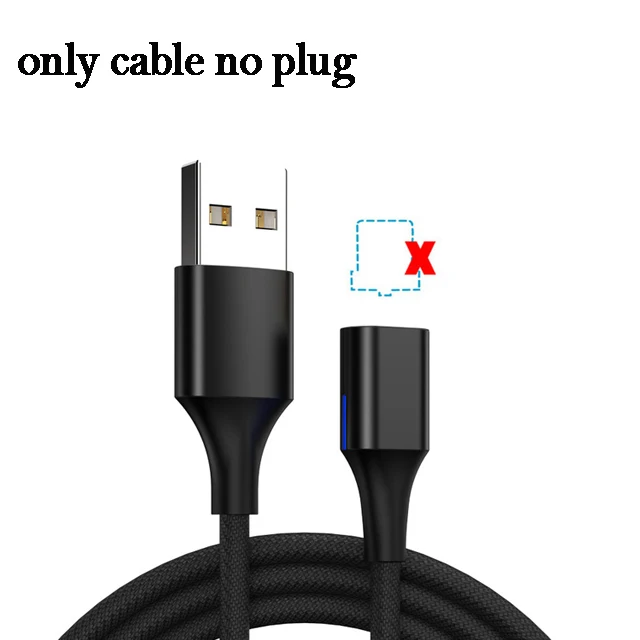 Only Black Cable Магнитный кабель Micro Usb 3A, кабель для быстрой зарядки, магнитный Кабель Microusb, магнитное зарядное устройство для Xiaomi Redmi 7A 7 6 6A - Цвет: Only Black Cable