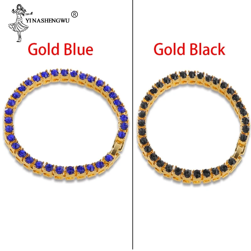 Хип хоп 5 мм 8 дюймов Bling Iced Out 1 ряд Многоцветный Стразы браслет золотой теннисные цепи браслеты Pulsera для женщин и мужчин ювелирные изделия