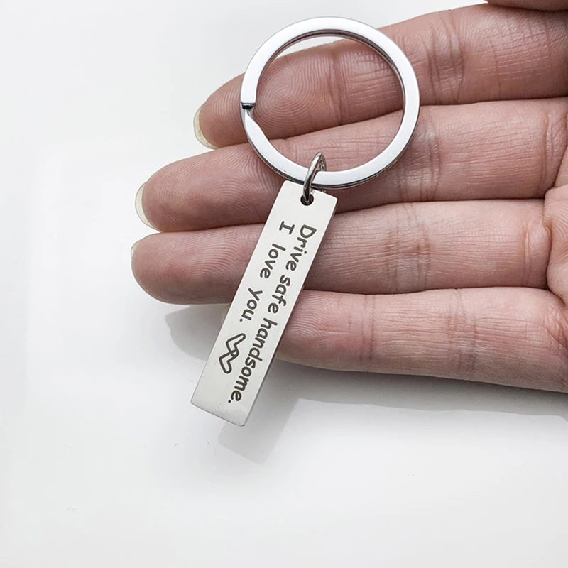 

Stainless Steel Keyring Engraved Drive Safe I need you here with me Keychain For Couples Jewelry Gift Key Chain Unisex Accessory