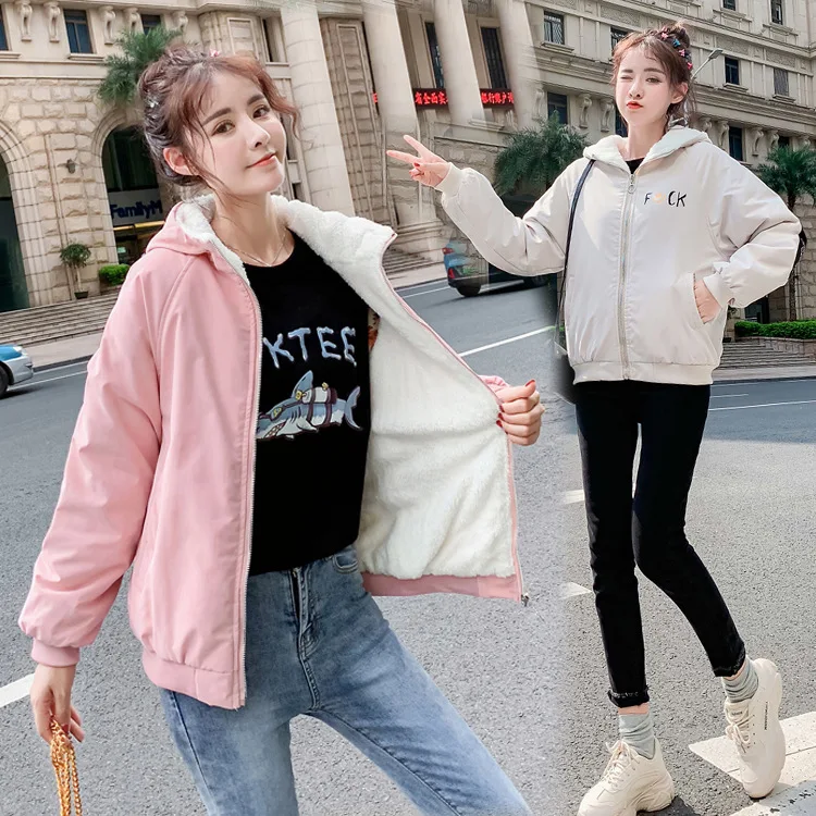 

Photo Shoot 695 Winter 2019 New Style Korean-style INS down Coat Cotton-padded Jacket Loose-Fit Lambs Wool Thick Cotton Overcoat