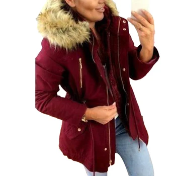 

Autumn 2019 New Basic jackets Female Women Winter Plus Velvet Hooded Coats Cotton Winter Jacket Womens Outwear Womens blouse