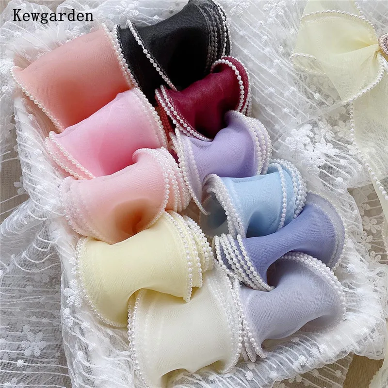 5yards/roll)40mm Pearl Edge Wave Organza Ribbon Lace Children Hair  Accessories Lolita Bow Handmade Decorative Gift Box Wedding - AliExpress