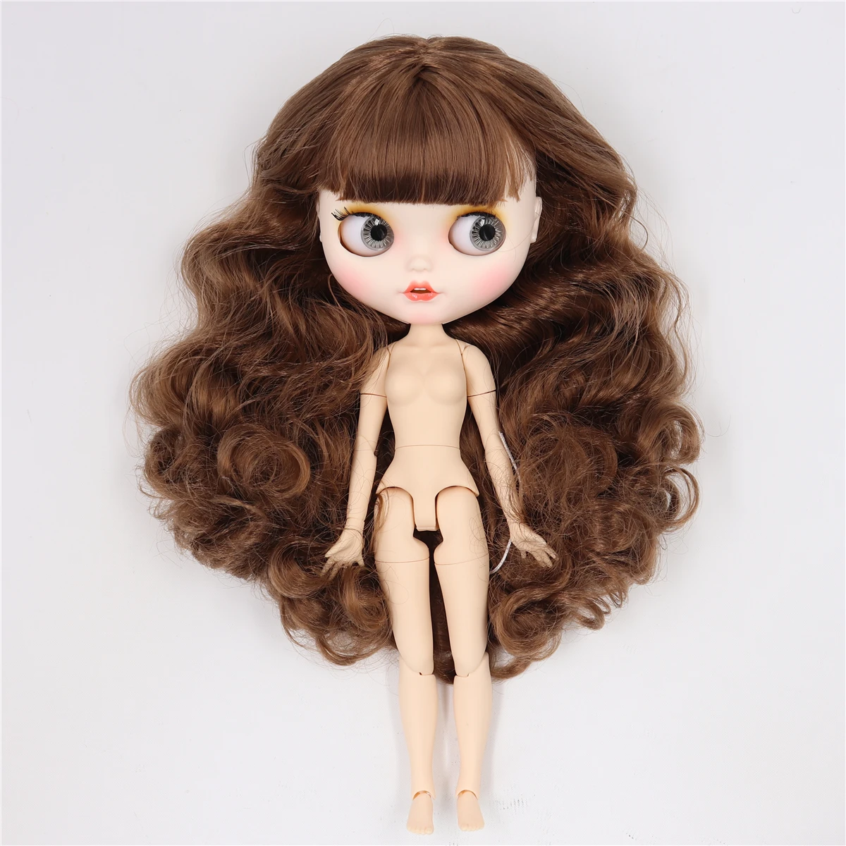 Neo Blythe Doll with Brown Hair, White Skin, Matte Smiling Face & Custom Jointed Body 1