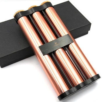 

COHIBA Fine Quality Alloy Metal Travel Cigar Tube Hydrating Holder Case With Humidifier For 2/3 Cigars of 60 Ringage New