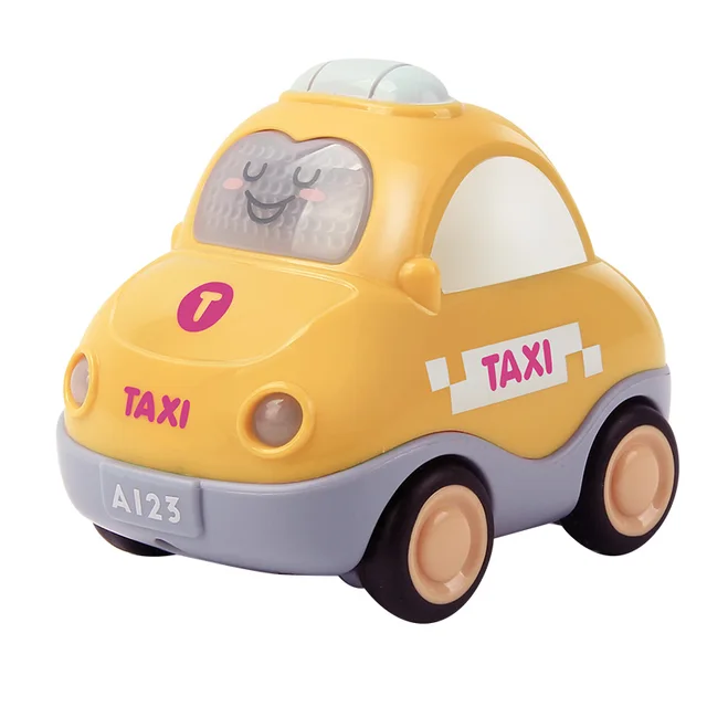 Cute Montessori Cars Toys for Baby 0 12 24 Months Friction Toy Car for Children Musical Juguetes Carro Babies Boys Gift One Year Taxi