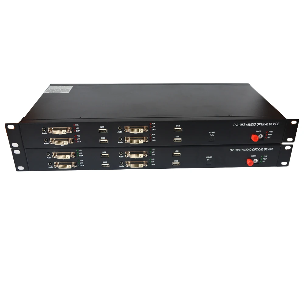 4 канала DVI по волокну оптических экстендеров с USB KVM одномодовое волокно 20 км
