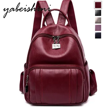 

Multifunction Backpack Women Leather Backpacks Vintage Female Shoulder Bag Mochilas Mujer 2019 School Bags For Girls Preppy