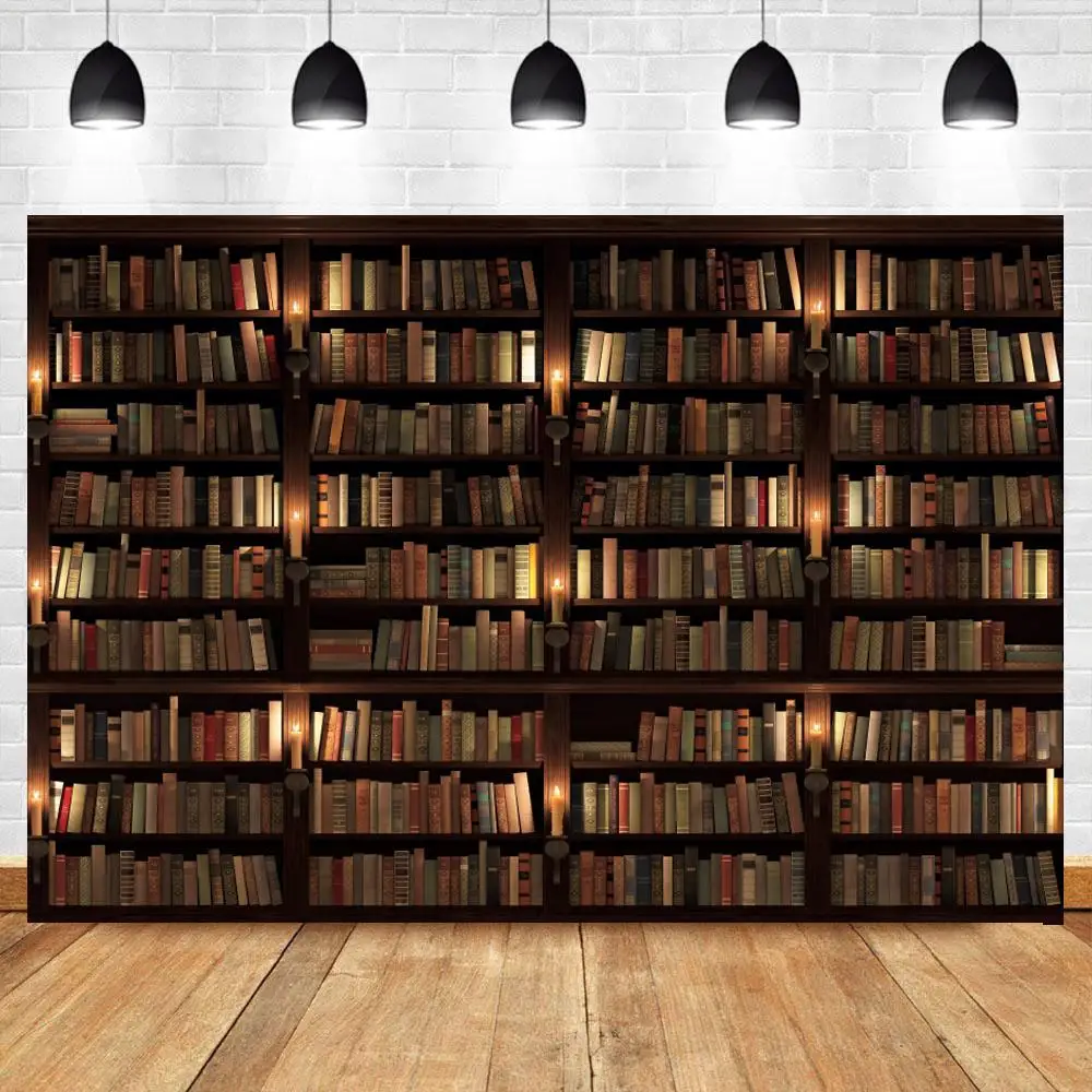 Фон для фотографий с книжной полкой винтажная доска детская библиотека школьный