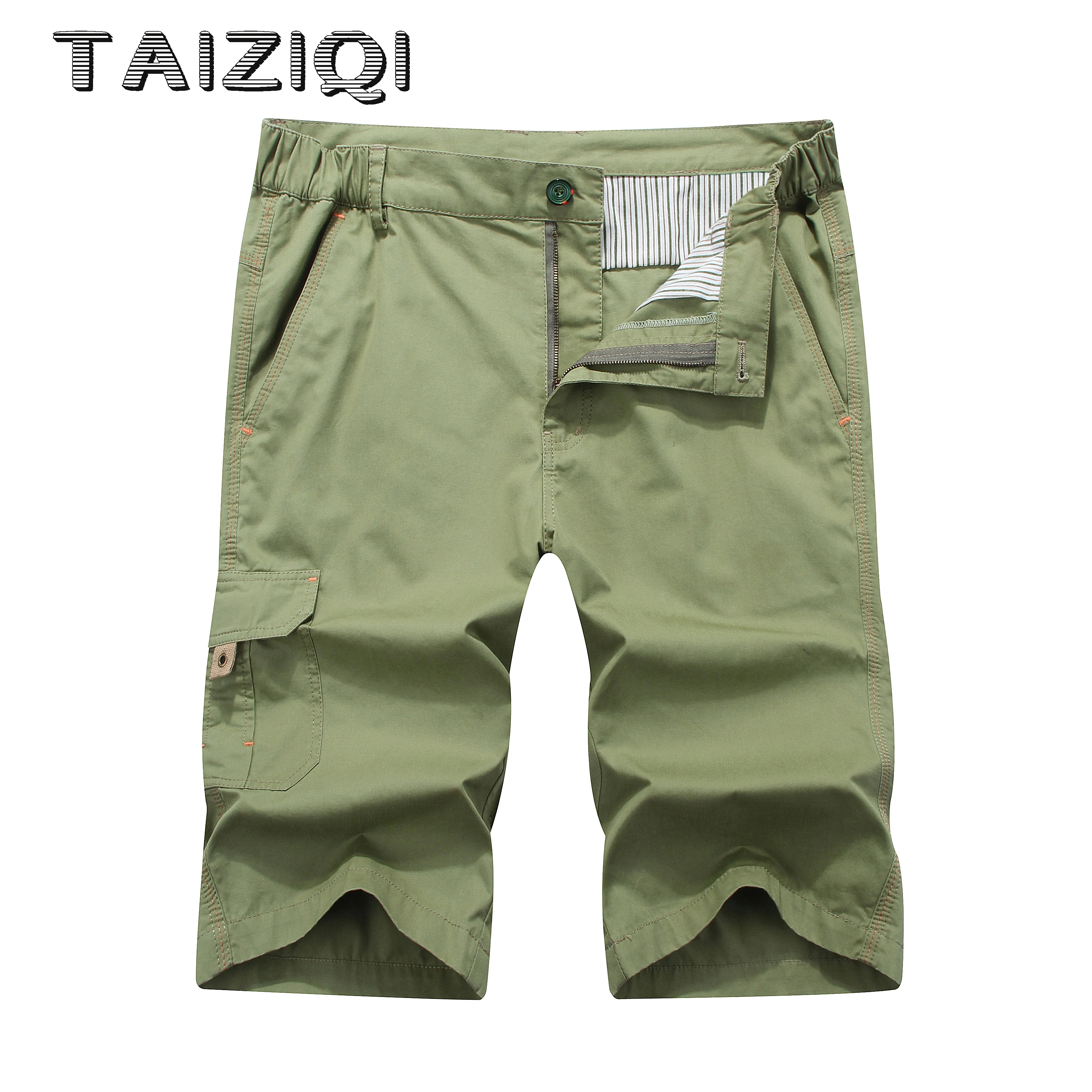 TAIZIQI мужские шорты летние брюки карго прямые обычные однотонные стиль сафари уличные брюки для мужчин 1667-1