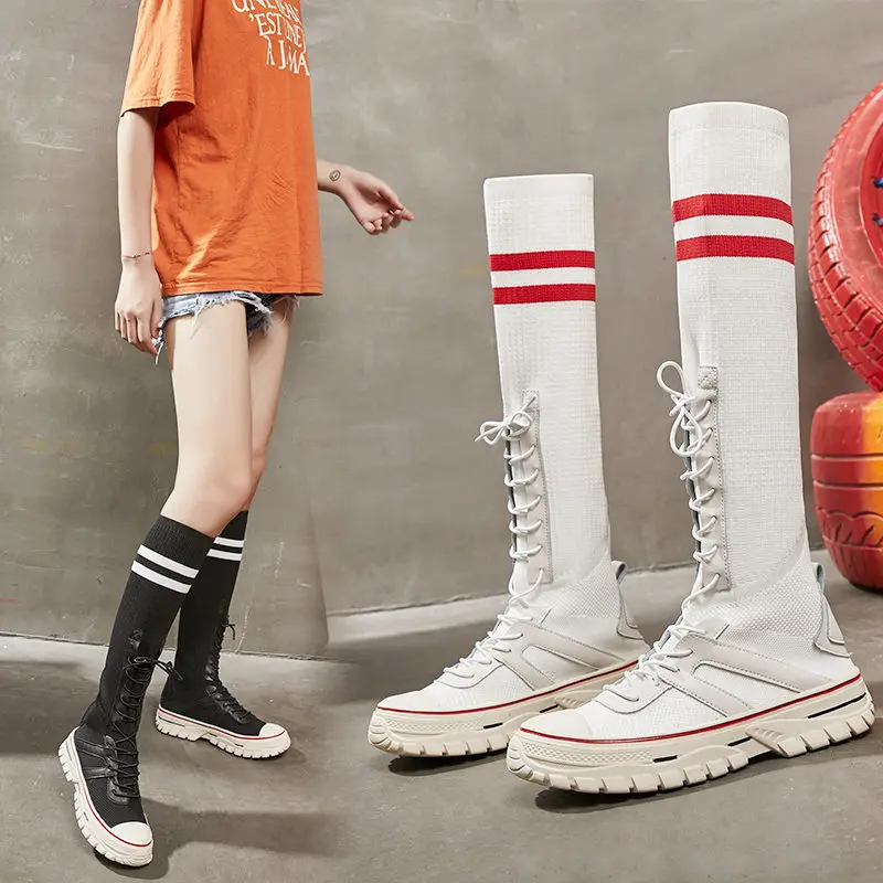 

Low Heels booties Women's Mid Calf Boots Shoes Luxury Designer Booties Ladies Round Toe Lace Up Fashion Elegant Stockings