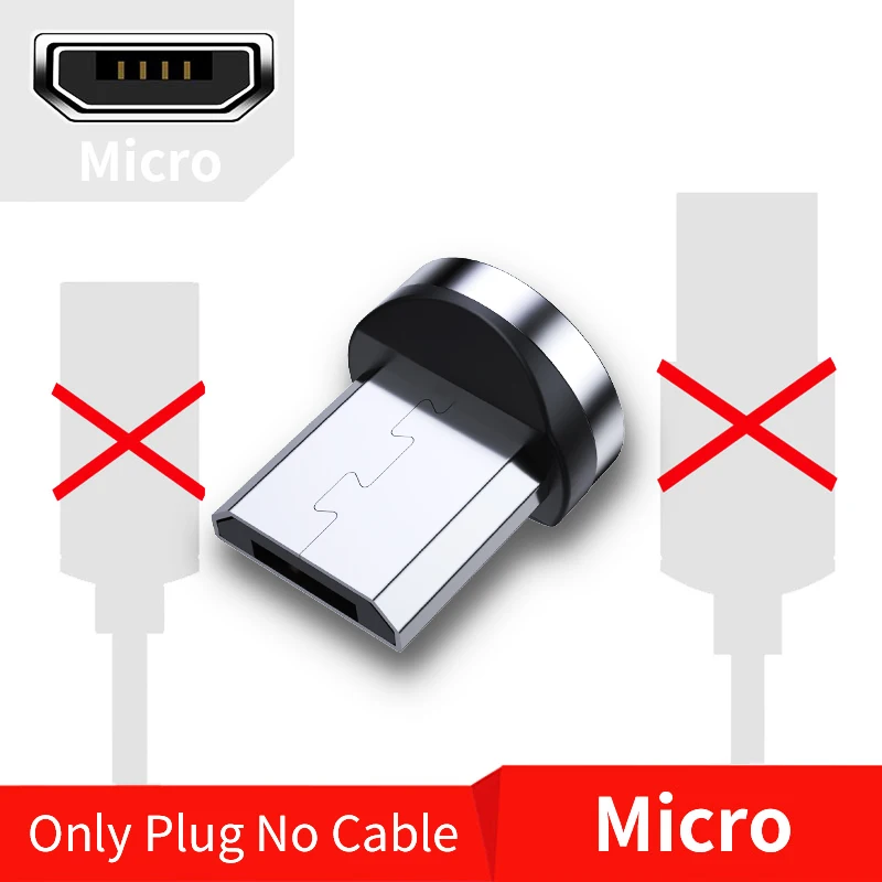 BaySerry Magnetic Cable USB Type C Cable For iPhone 11 Pro Max XR Samsung S9 Xiaomi LED Magnetic Fast Charging Micro USB C Cable - Цвет: Only Micro Plug