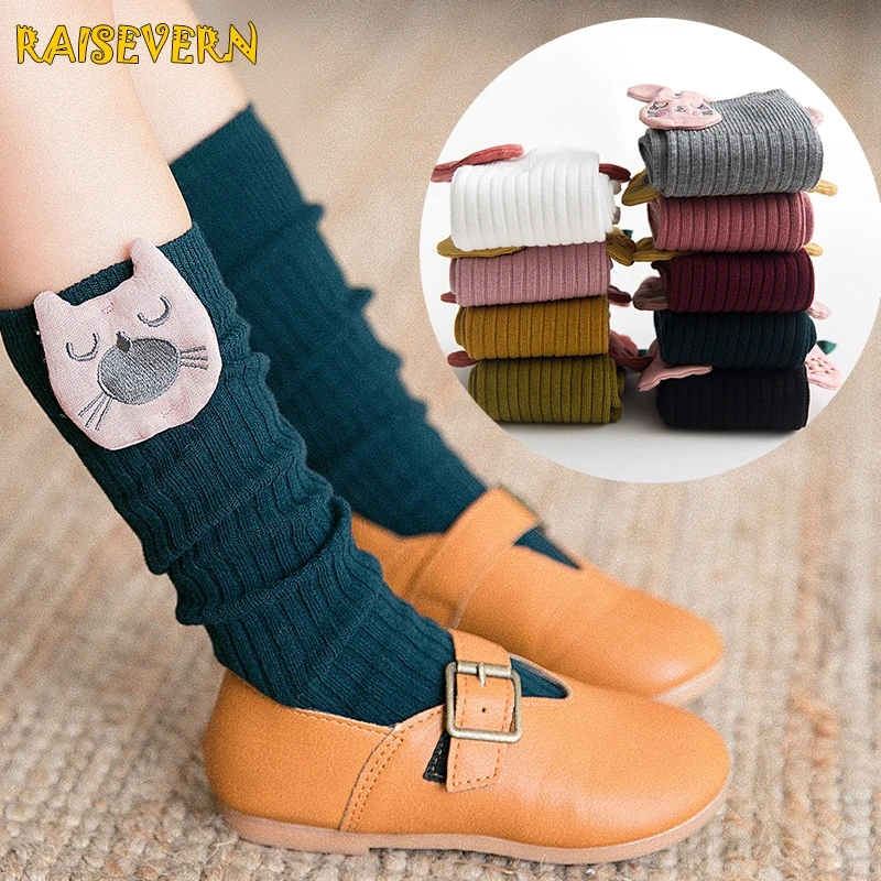 

Toddler Kid Baby Girls Animal Socks Solid Ruffles Autumn Winter Children Socks Knee High Socks Autumn Winter Socks For Age 1-8