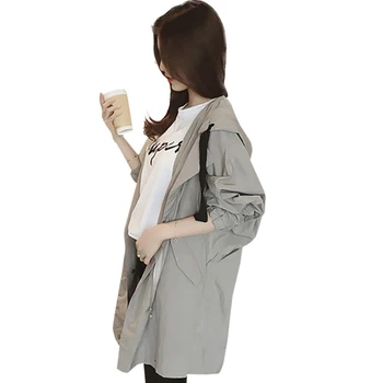 

Women Autumn Winter Warm Long-sleeved Hooded Coat Cotton Jacket Solid Color Coats Thin Section Tops New
